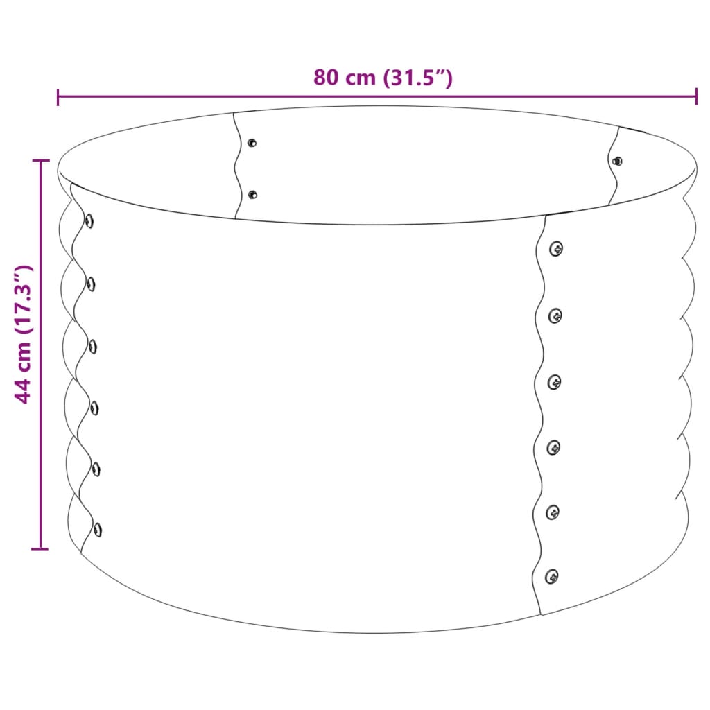 Canteiro/vaso elevado aço galvanizado 80x80x44 cm prateado