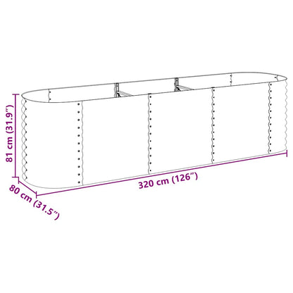 Canteiro elevado de jardim aço galvanizado 320x80x81cm cinzento