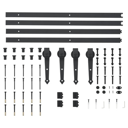 Kit de ferragens para porta deslizante 2x183 cm aço preto