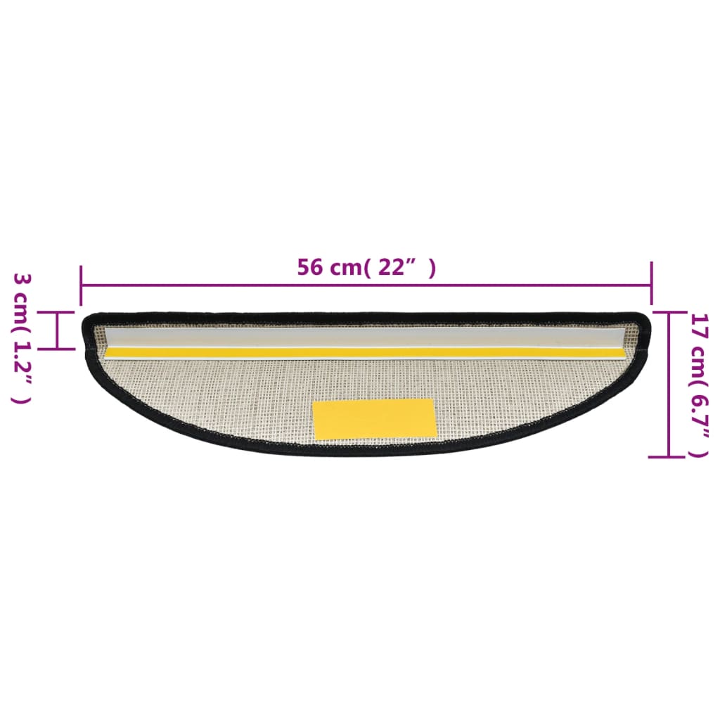 Tapetes de escada 15 pcs 56x17x3 cm antracite