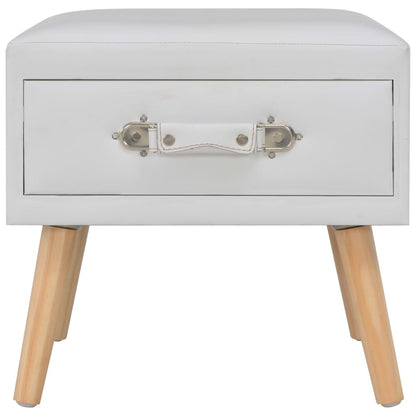 Mesa-de-cabeceira 40x35x40 cm couro artificial branco