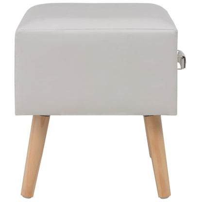 Mesa-de-cabeceira 40x35x40 cm couro artificial branco