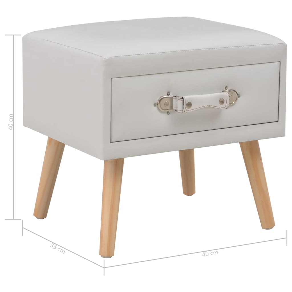 Mesa-de-cabeceira 40x35x40 cm couro artificial branco