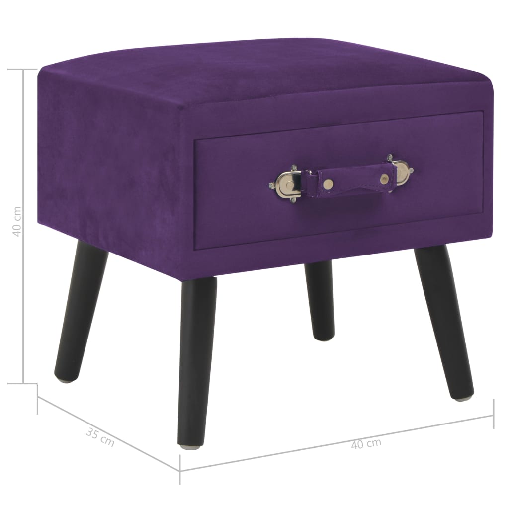 Mesa-de-cabeceira 40x35x40 cm veludo roxo escuro