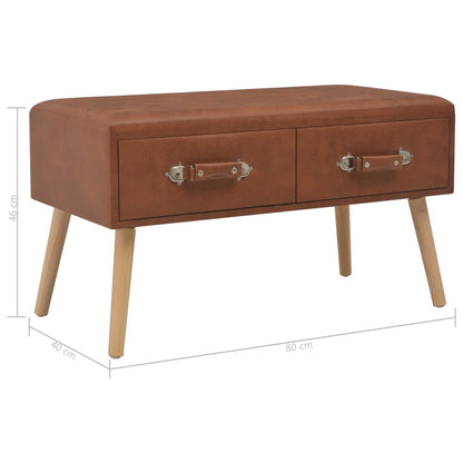 Mesa de centro 80x40x46 cm couro artificial castanho