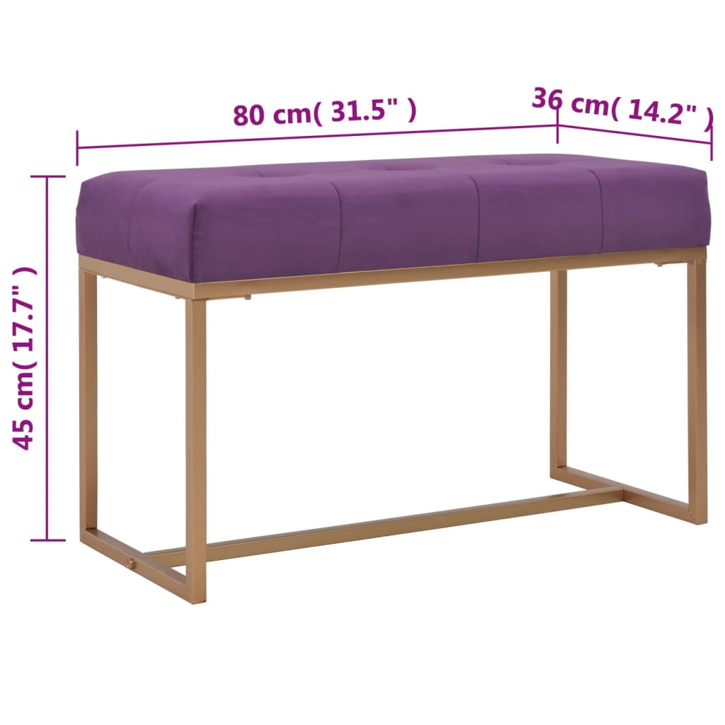 Banco 80 cm veludo roxo