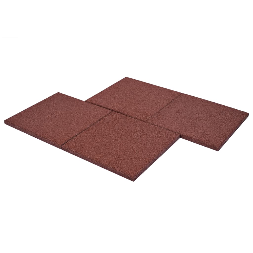 Ladrilhos prot. contra quedas 6 pcs borracha 50x50x3cm vermelho