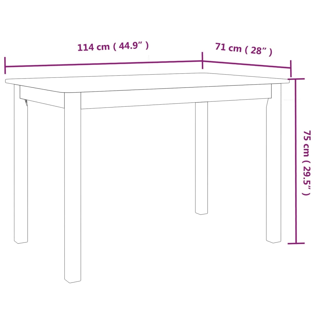 Mesa jantar 114x71x75cm madeira seringueira branco e castanho