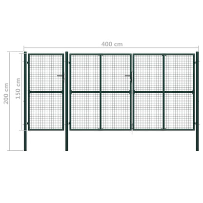 Portão de jardim 400x150 cm aço verde