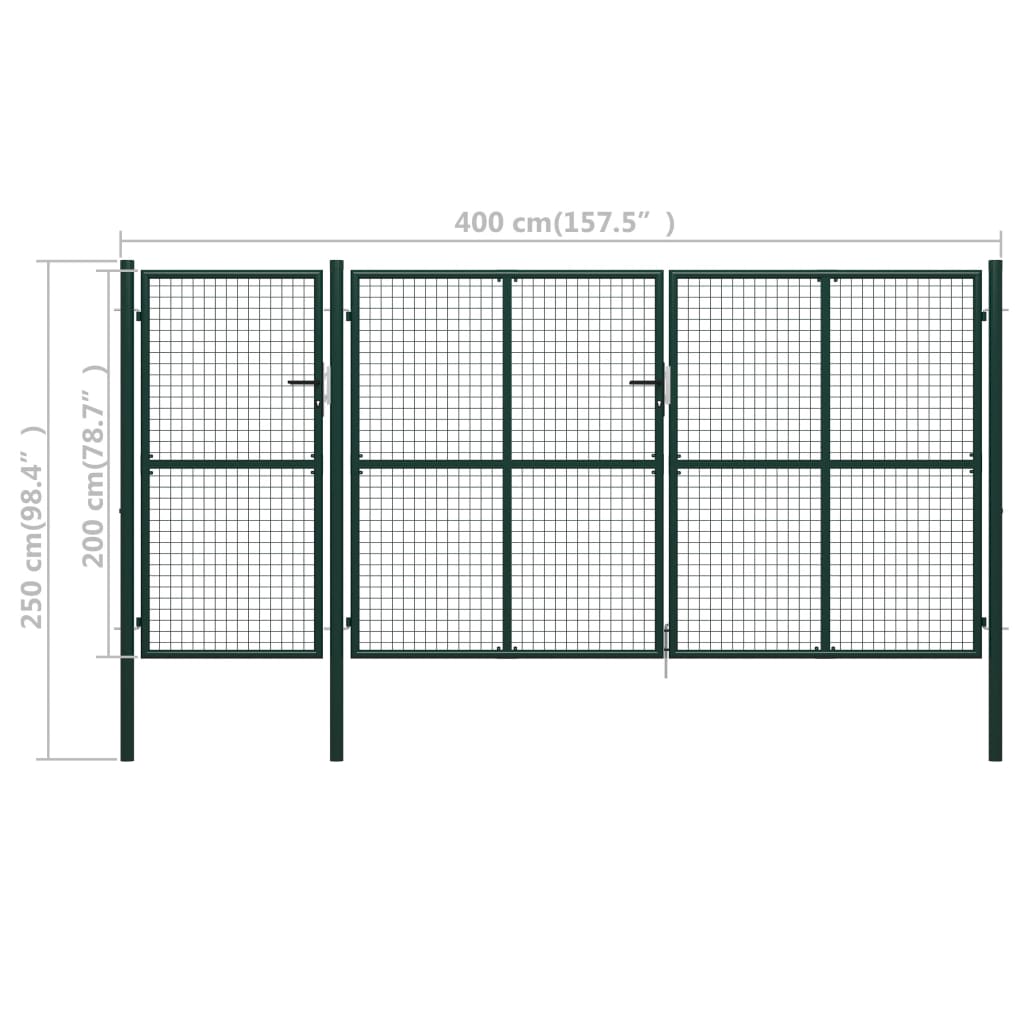 Portão de jardim 400x200 cm aço verde