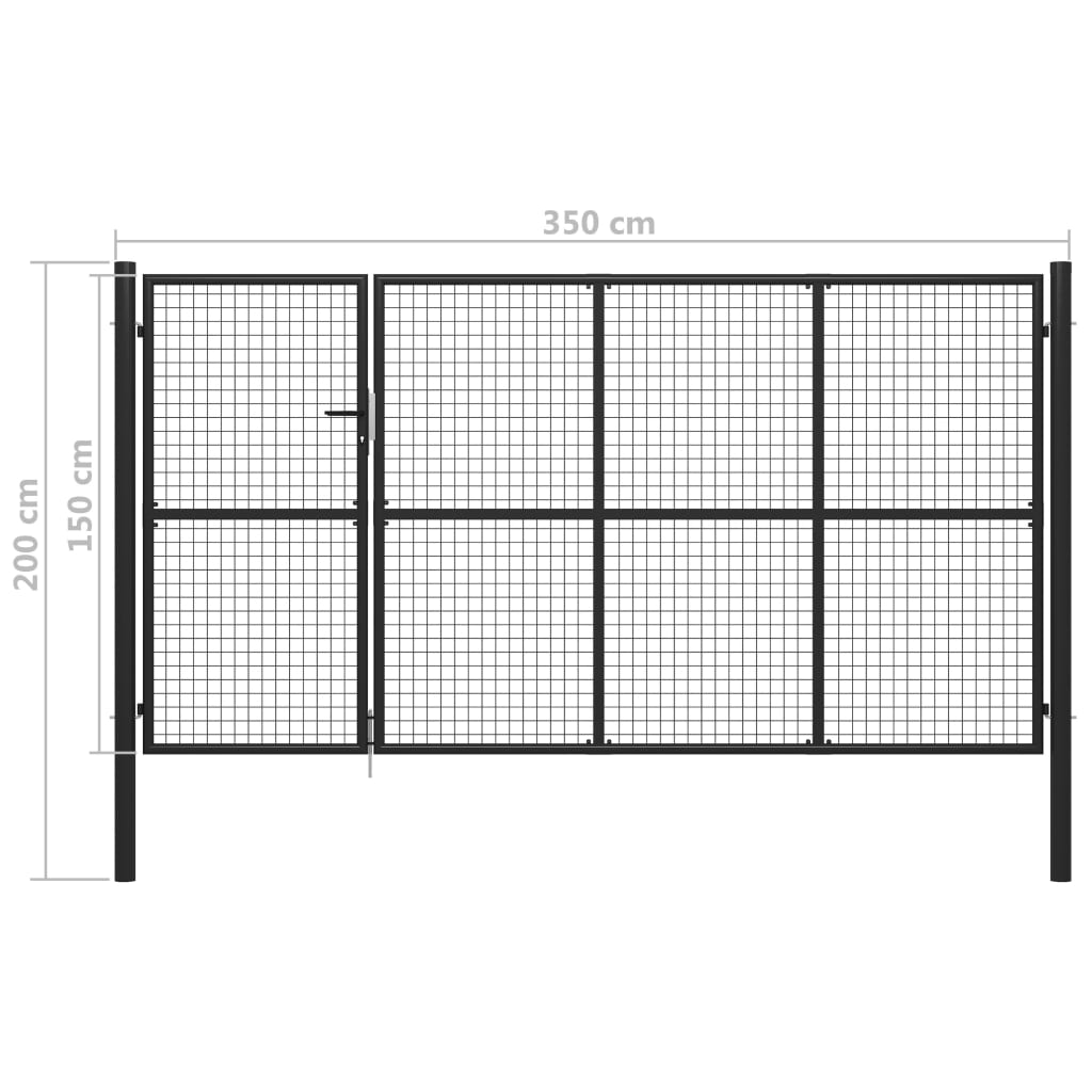 Portão de jardim 350x150 cm aço antracite