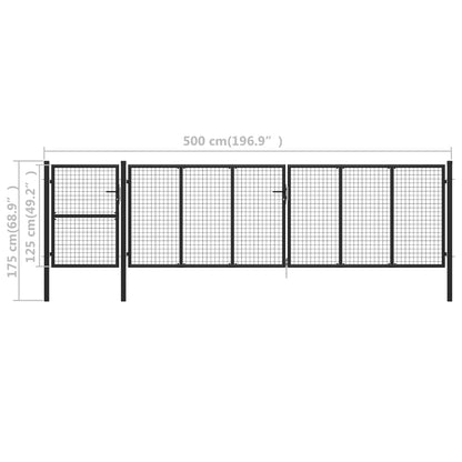 Portão de jardim 500x125 cm aço antracite