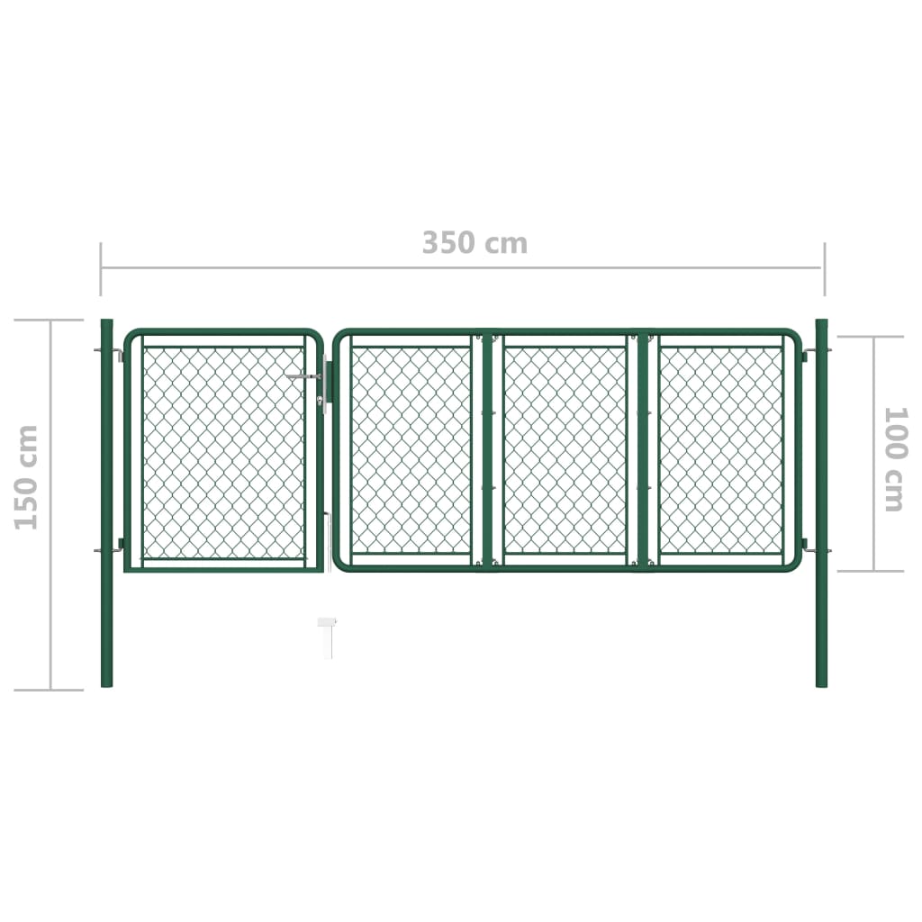 Portão de jardim 100x350 cm aço verde