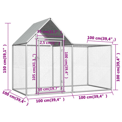 Galinheiro 2x1x1,5 m aço galvanizado