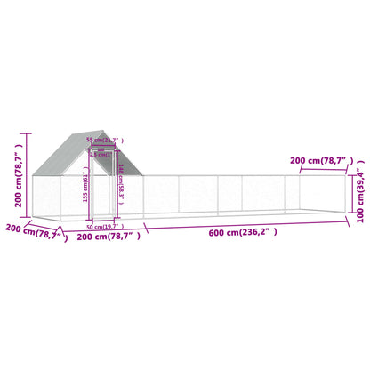 Galinheiro 8x2x2 m aço galvanizado