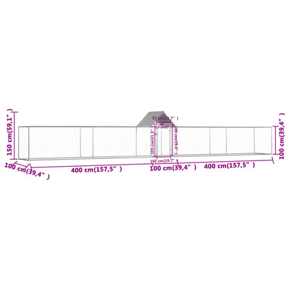 Galinheiro 9x1x1,5 m aço galvanizado