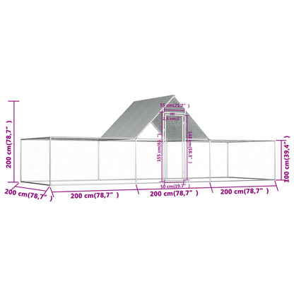 Galinheiro 6x2x2 m aço galvanizado