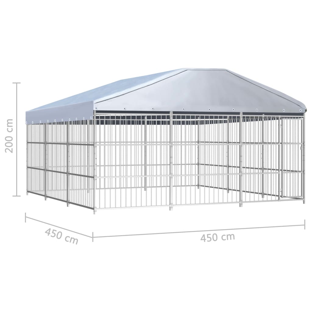 Canil de exterior com telhado 450x450x200 cm