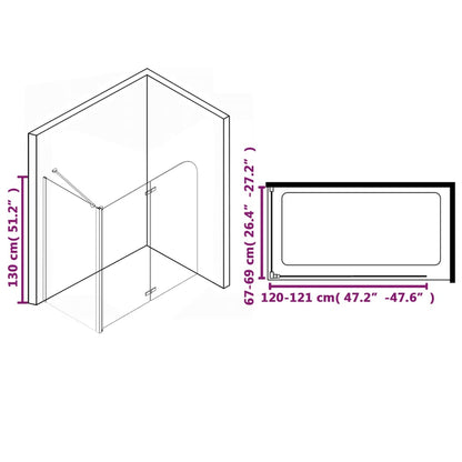 Divisória de chuveiro c/ dobragem dupla ESG 120x68x130 cm