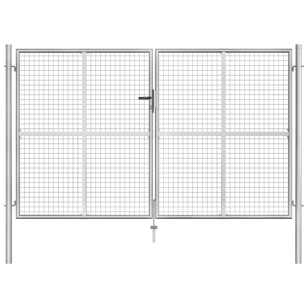 Portão de jardim em aço galvanizado 306x200 cm prateado