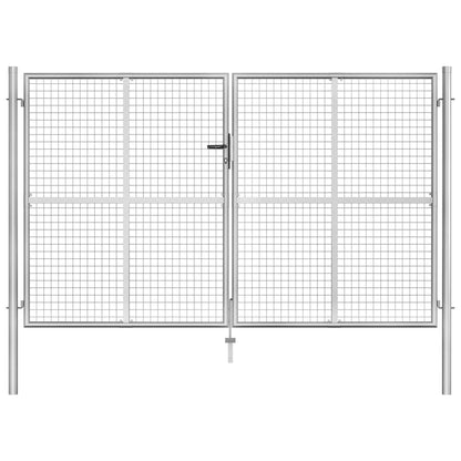 Portão de jardim em aço galvanizado 306x200 cm prateado