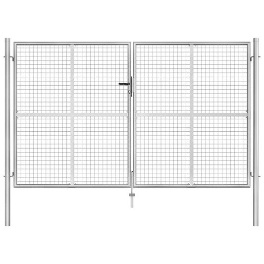 Portão de jardim em aço galvanizado 306x200 cm prateado