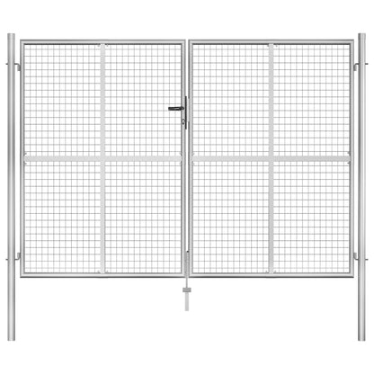 Portão de jardim em aço galvanizado 306x225 cm prateado