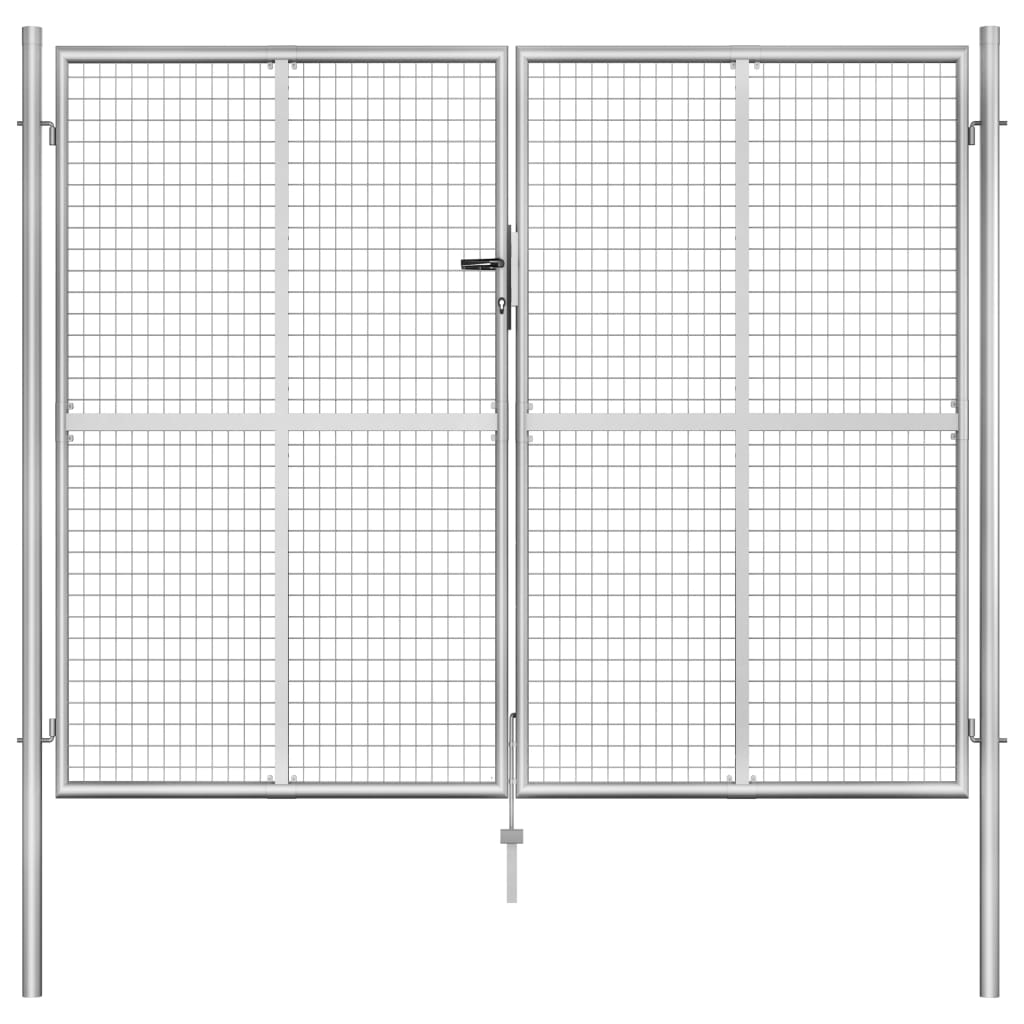 Portão de jardim em aço galvanizado 306x250 cm prateado