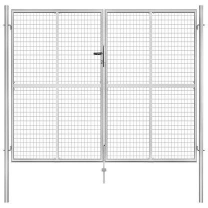 Portão de jardim em aço galvanizado 306x250 cm prateado