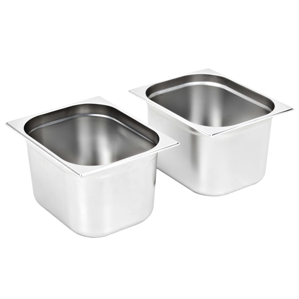 Recipientes gastronorm 2 pcs GN 1/2 200 mm aço inoxidável