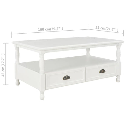 Mesa de centro 100x55x45 cm madeira branco