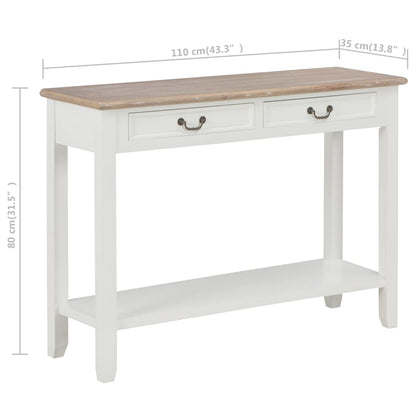 Mesa consola 110x35x80 cm madeira branco