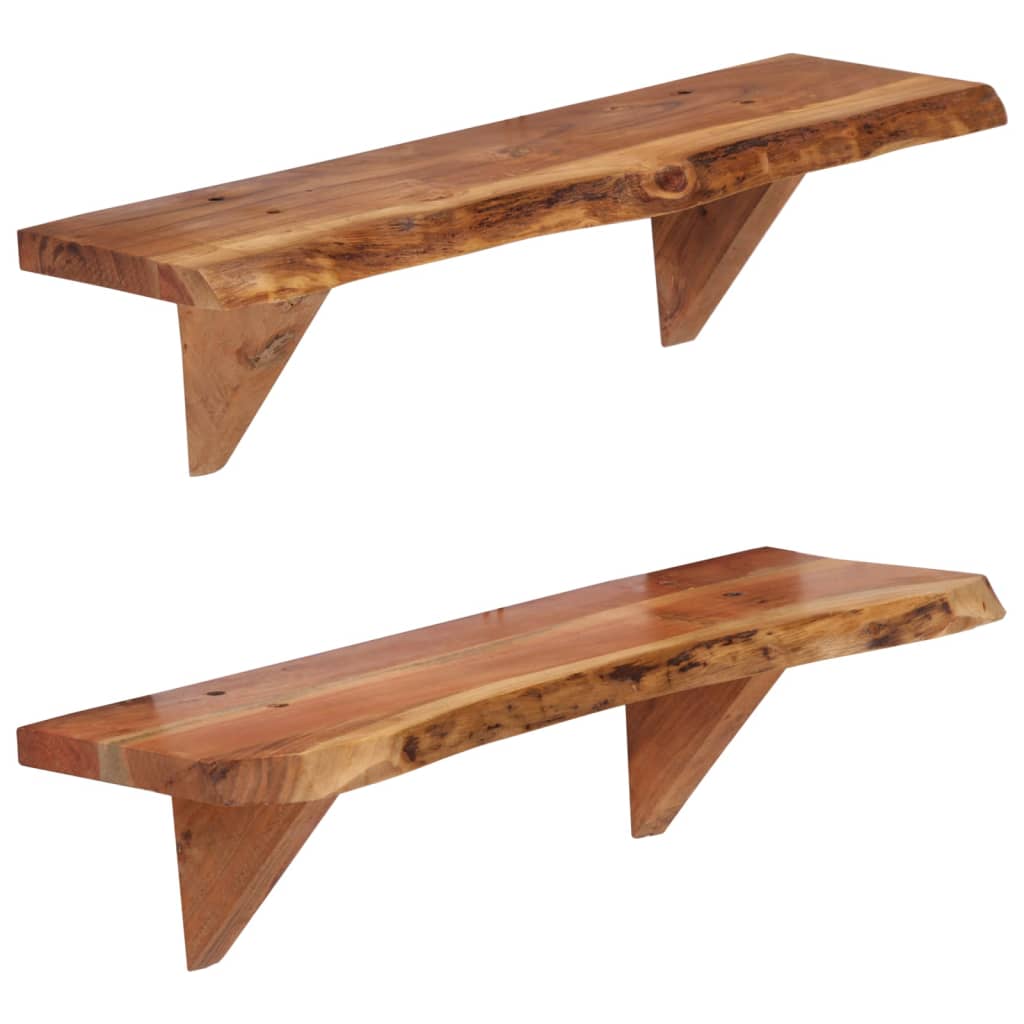 Prateleiras de parede 2 pcs 60x20x16cm madeira de acácia maciça