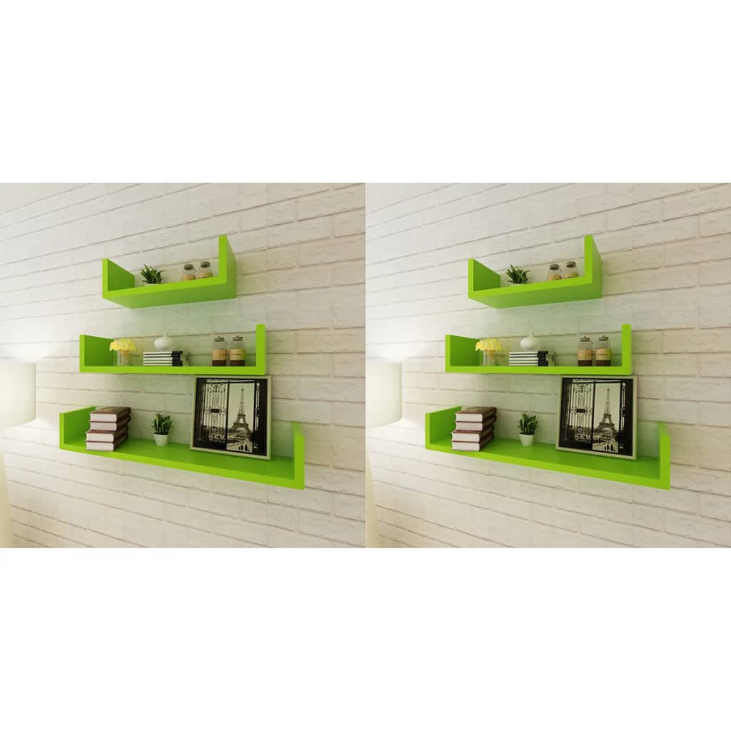 Prateleiras de parede 6 pcs verde