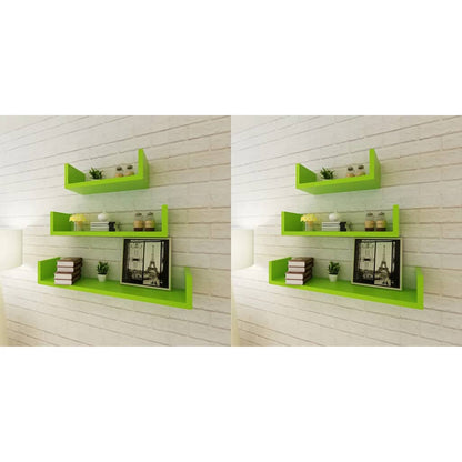 Prateleiras de parede 6 pcs verde