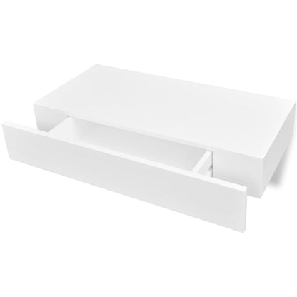 Prateleiras de parede suspensas com gavetas 2 pcs branco 48 cm