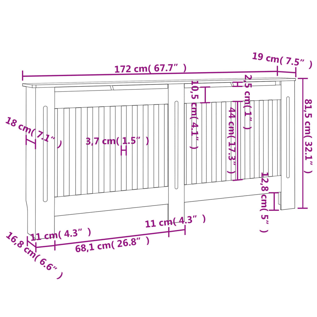 Coberturas de radiador 2 pcs MDF 172 cm branco