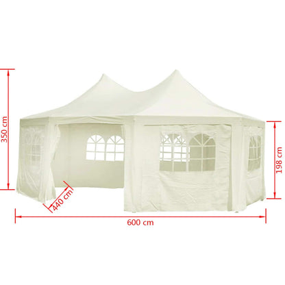 Tenda para festa, octagonal, branco creme 6 x 4,4 x 3,5 m