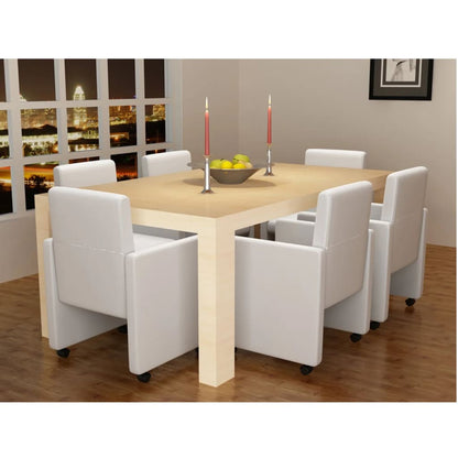 vidaXL Cadeiras de jantar 6 pcs couro artificial branco