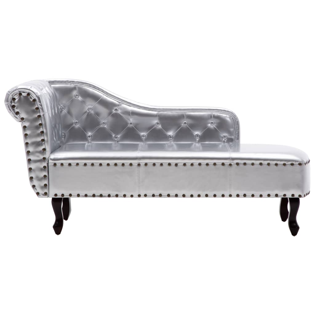 Chaise longue couro artificial prateado