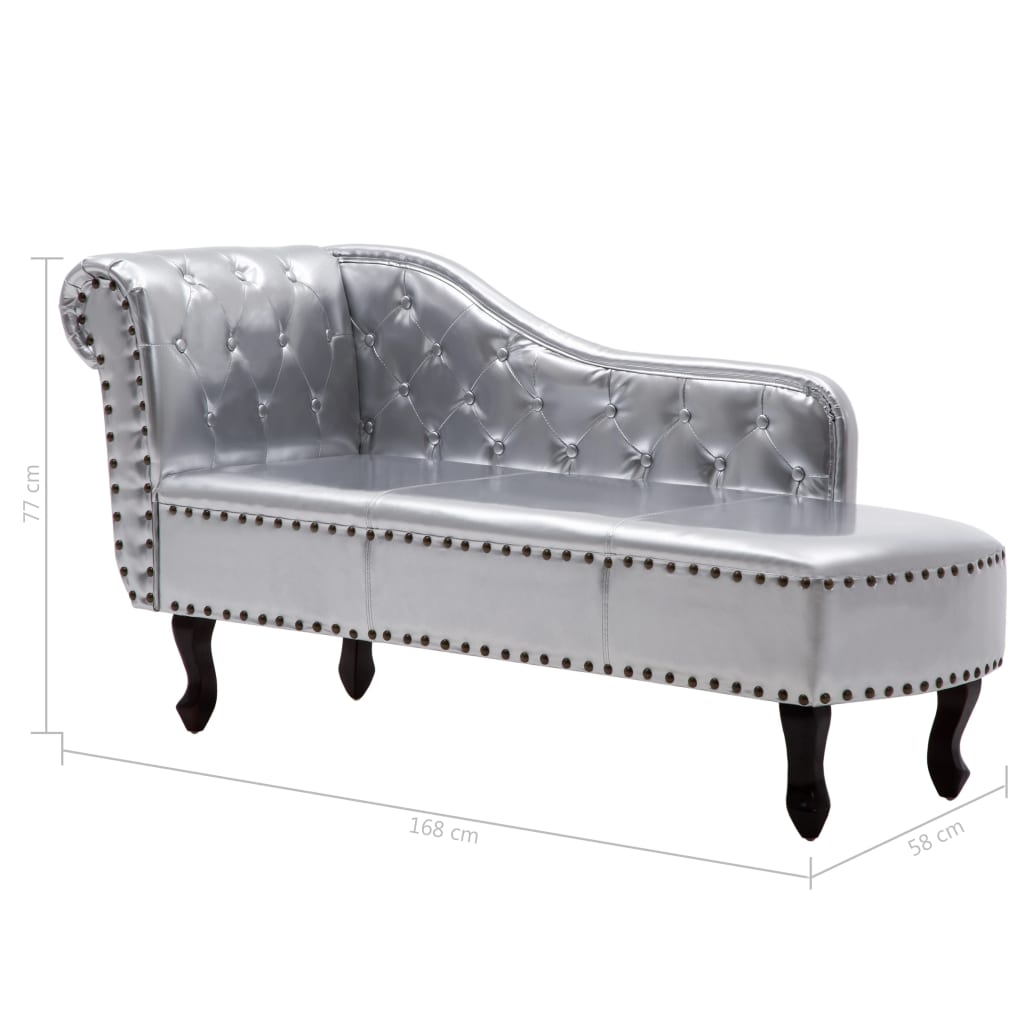 Chaise longue couro artificial prateado