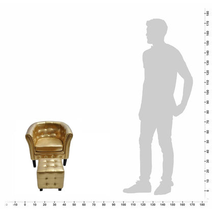 Poltrona com apoio de pés couro artificial dourado