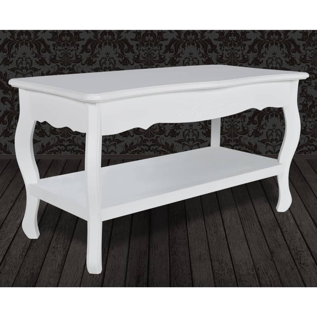 Mesa de centro com 2 prateleiras MDF branco