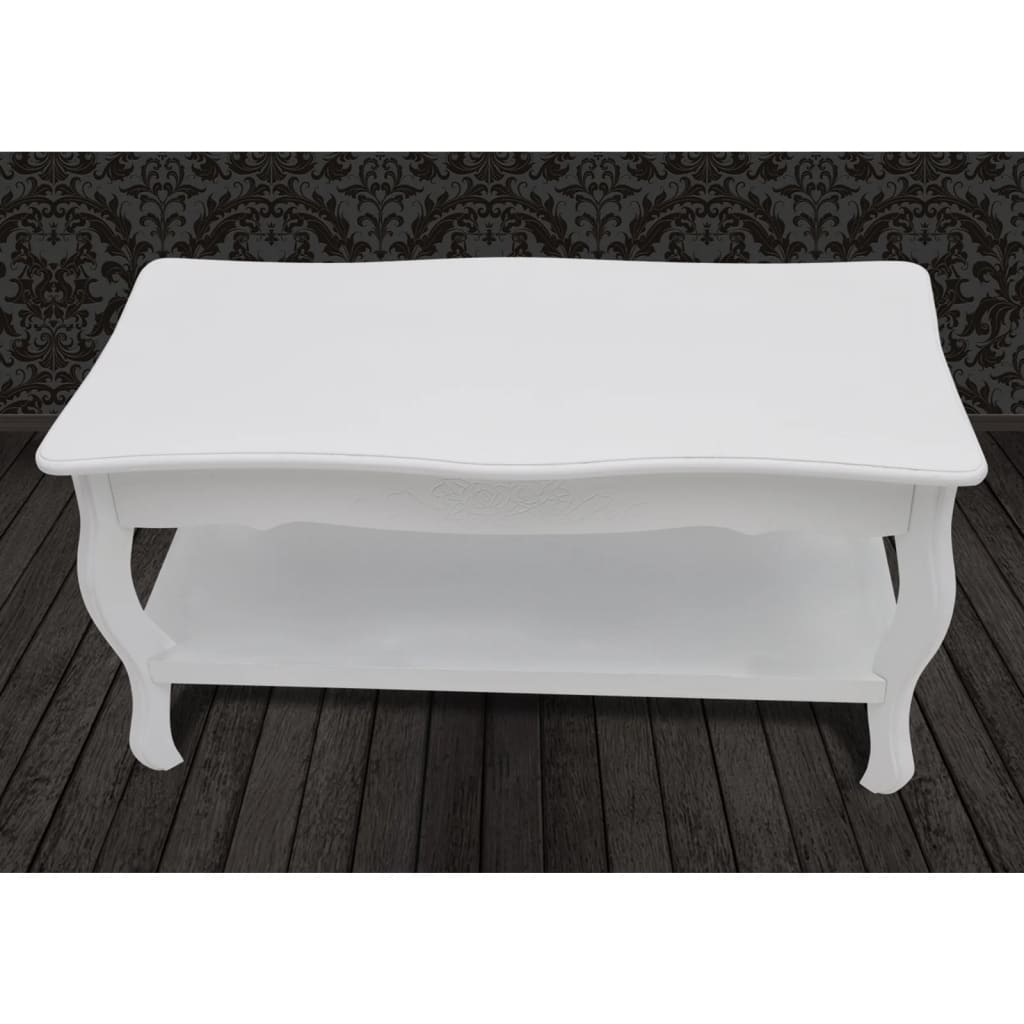 Mesa de centro com 2 prateleiras MDF branco