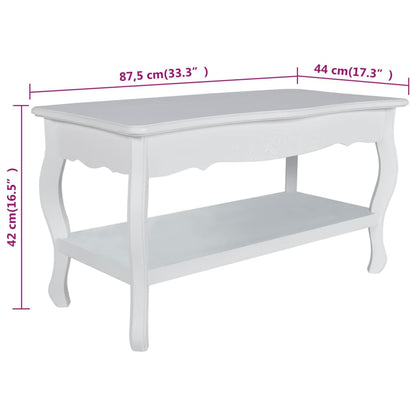 Mesa de centro com 2 prateleiras MDF branco