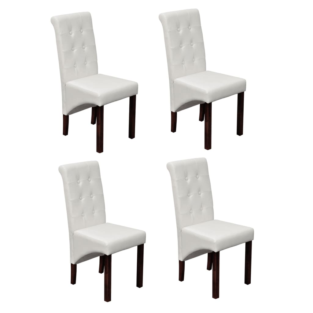 Cadeiras de jantar 4 pcs couro artificial branco