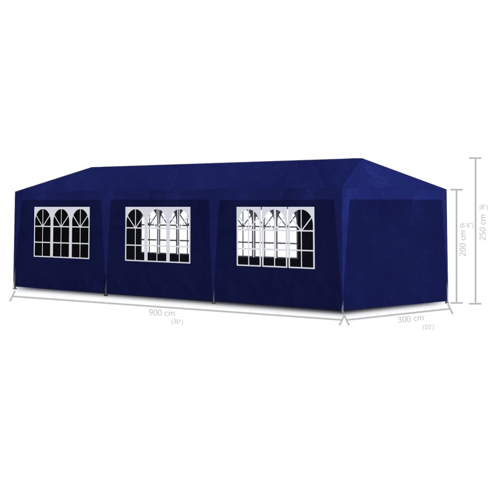 Tenda de Eventos Profissional Impermeável - 3x9 m - Azul