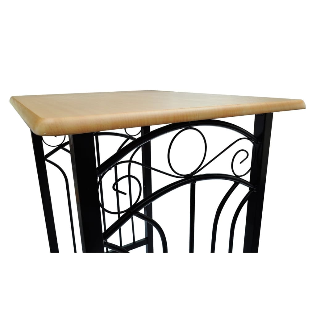 Conjunto de jantar com mesa madeira bronze e aço preto