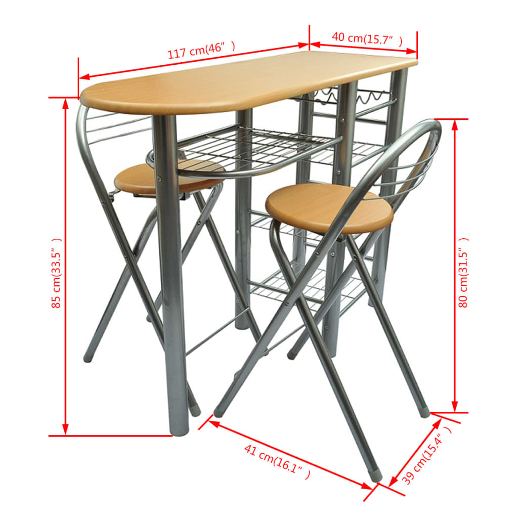 Conjunto de mesa e cadeiras cozinha/bar madeira