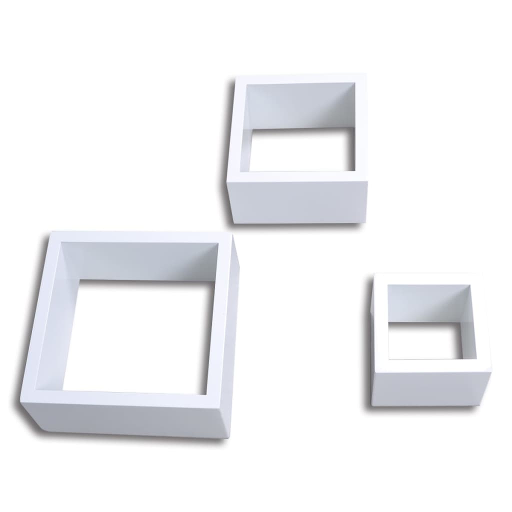 Conjunto prateleira cubo branco 3 peças